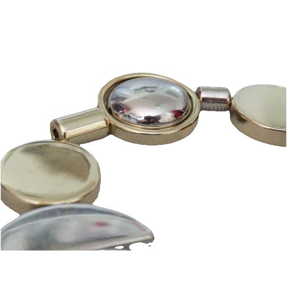 Gold and silver tone geometric stretch bracelet - Picture 5 of 6